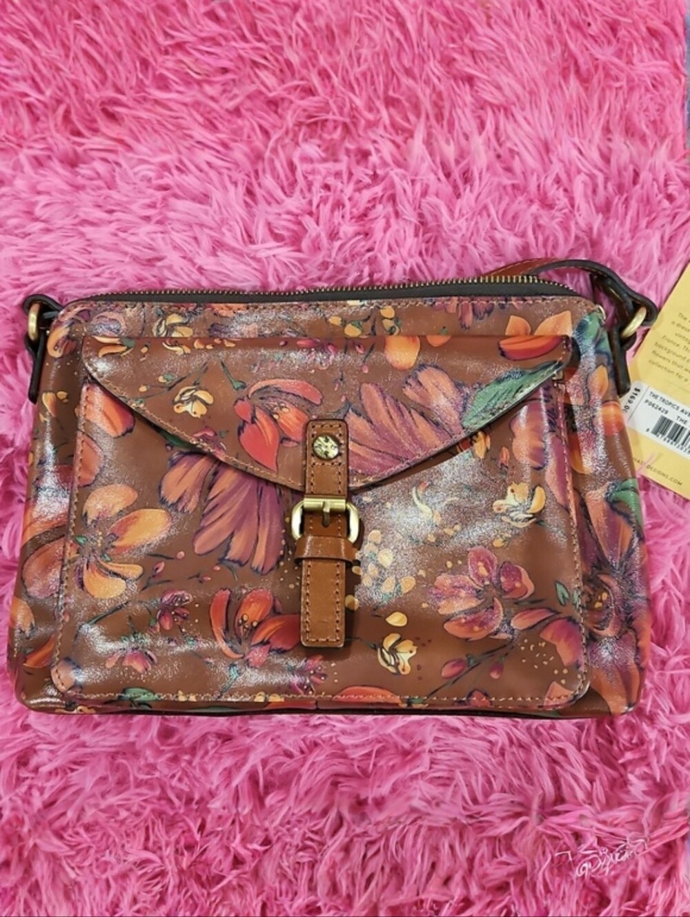 New Patricia Nash Avellino Leather The Tropics Front Pocket Crossbody